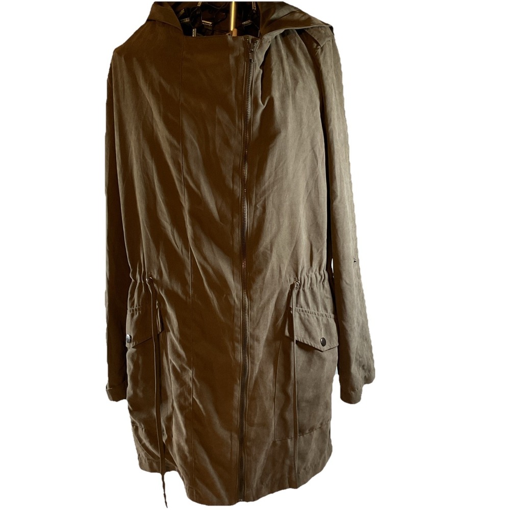 Auline Collection Women's Olive Green Belt/Hood/Pockets Lightweight Jacket I09